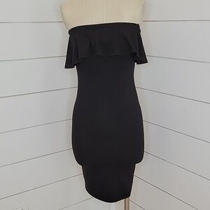 Capella small black midi off shoulder dress
